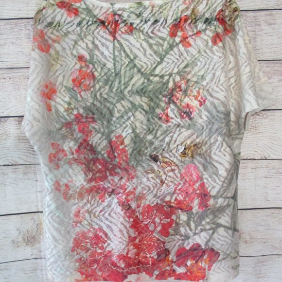 Chico's Semi Sheer Floral Print Lace Blouse Top - Picture 8 of 10